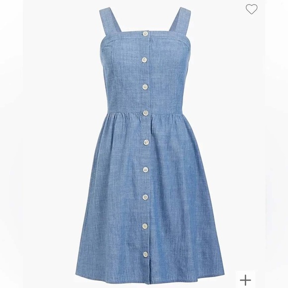 J. Crew Factory Dresses & Skirts - NWT J.Crew Chambray Button-Front Square Neck Fit & Flare A-Line Dress Blue SZ8